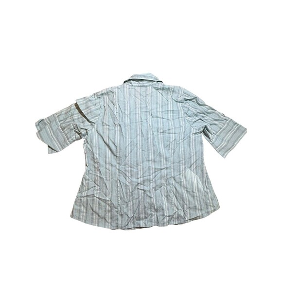Lane Bryant Button Up Shirt Women’s 18/20w Blue White Striped Short Sleeve - Picture 9 of 10
